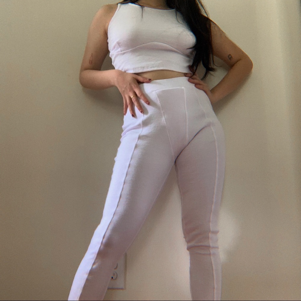 ‼️SOLD‼️White bustier crop top lounge set